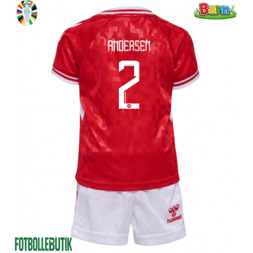 Danmark Joachim Andersen #2 Hemmaställ Barn EM 2024 Kortärmad (+ Korta byxor)